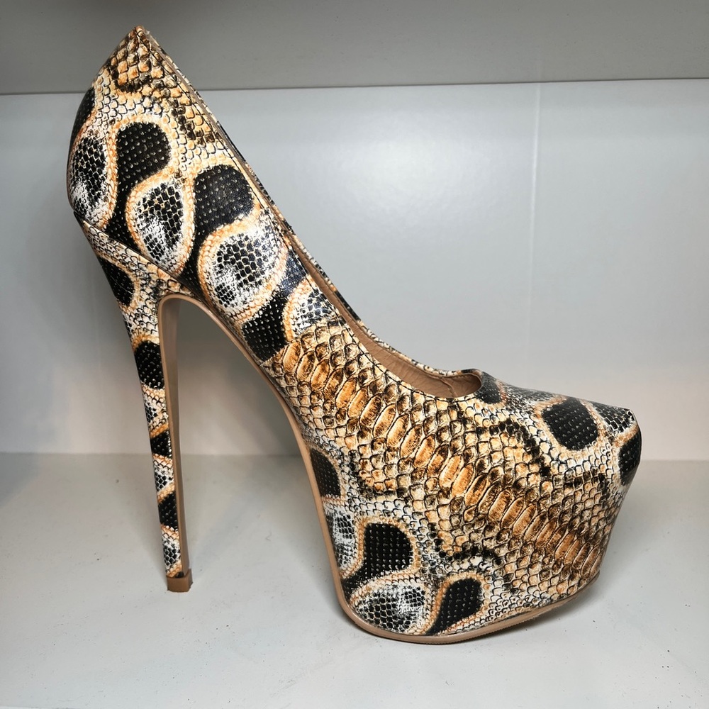 Faux Snakeskin Platform Heels